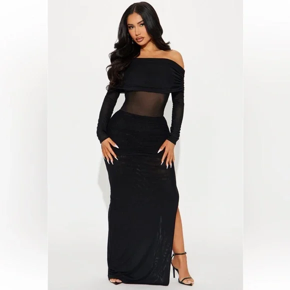 Fashion Nova | Dresses | Adeline Mesh Maxi Dress Black Fashion Nova |  Poshmark